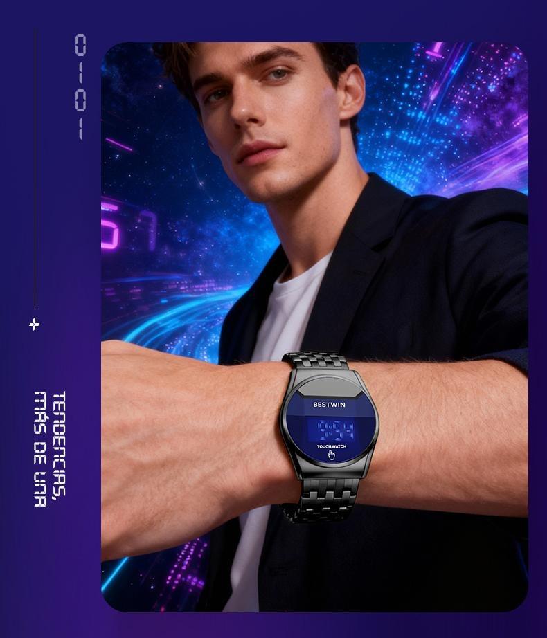 Touchscreen Racing Sport watch Luxury Mens Racing Sport​Iridescent diamond-shaped mirror surfacet WatchMultifunction Chronograph  Stainless Stee!Casual Business Stvle Perfect Giftfor Him fashionable wristwatch time display