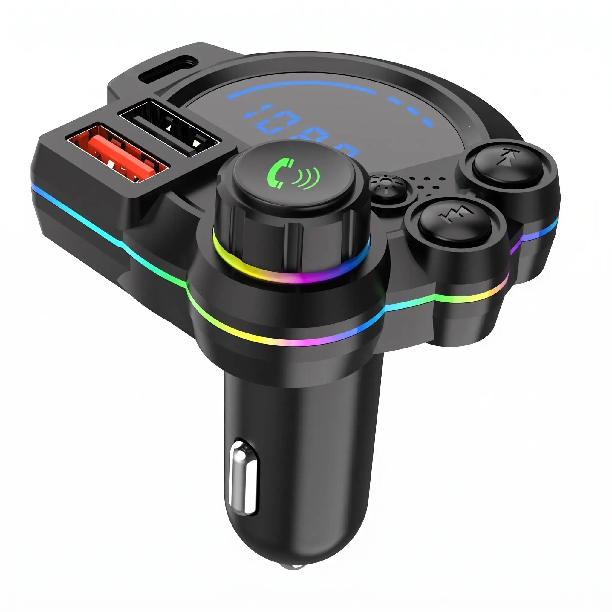 30W PD Type-C Car Charger & Bluetooth 5.3 FM Transmitter, Wireless MP3 Music Player with Dual USB Ports, QC3.0 Fast Charging Car Adapter, HiFi Deep Bass Audio Receiver, Hands-Free Calling,LED Display,Voice Navigation,USB Drive Support,for iPhone & Android
