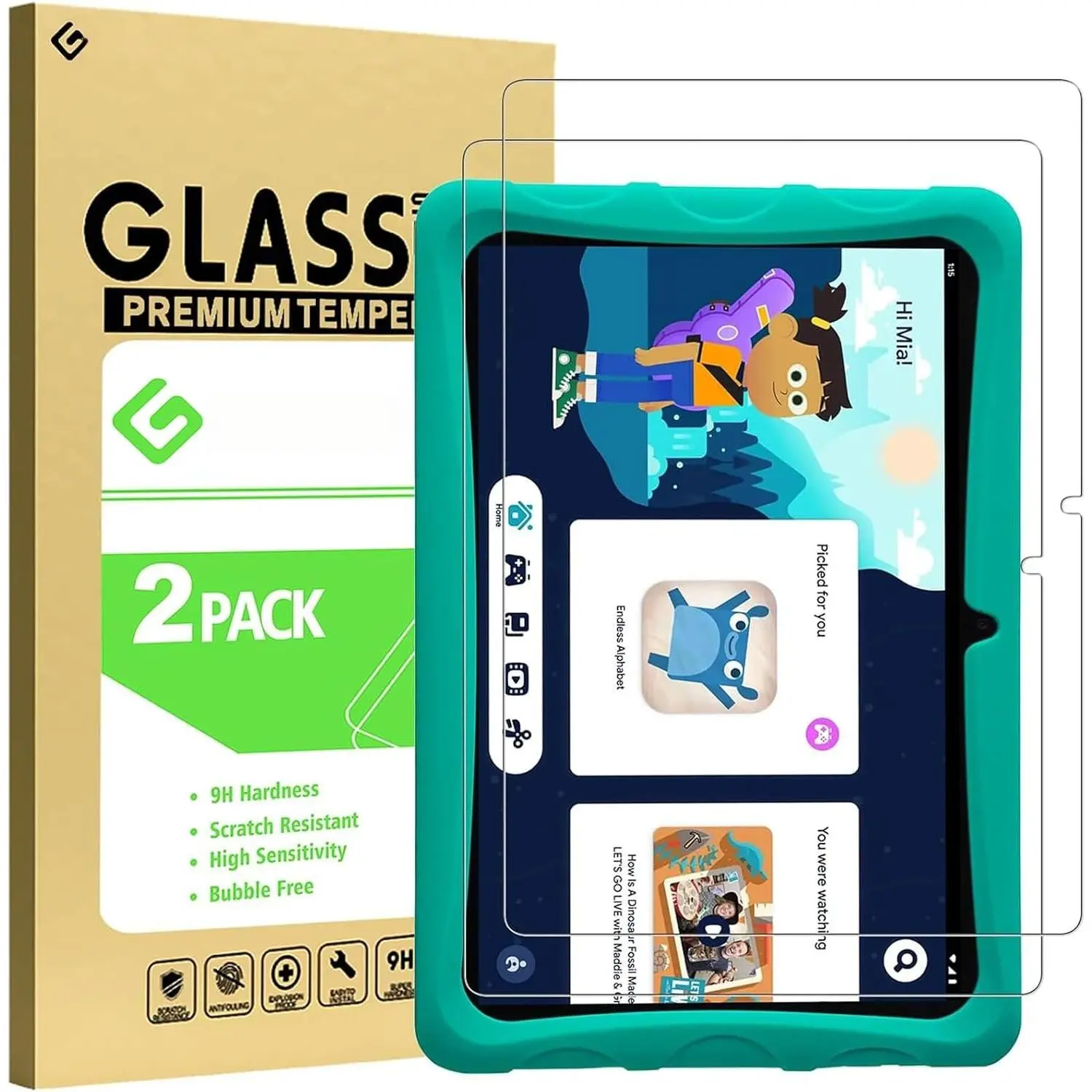 2-Pack Screen Protector for Onn 10.1 inch Tablet, 10  Pro Tablet 10" | 9H Tempered Glass Film, Bubble-Free Installation,  Clear, Anti Scratch
