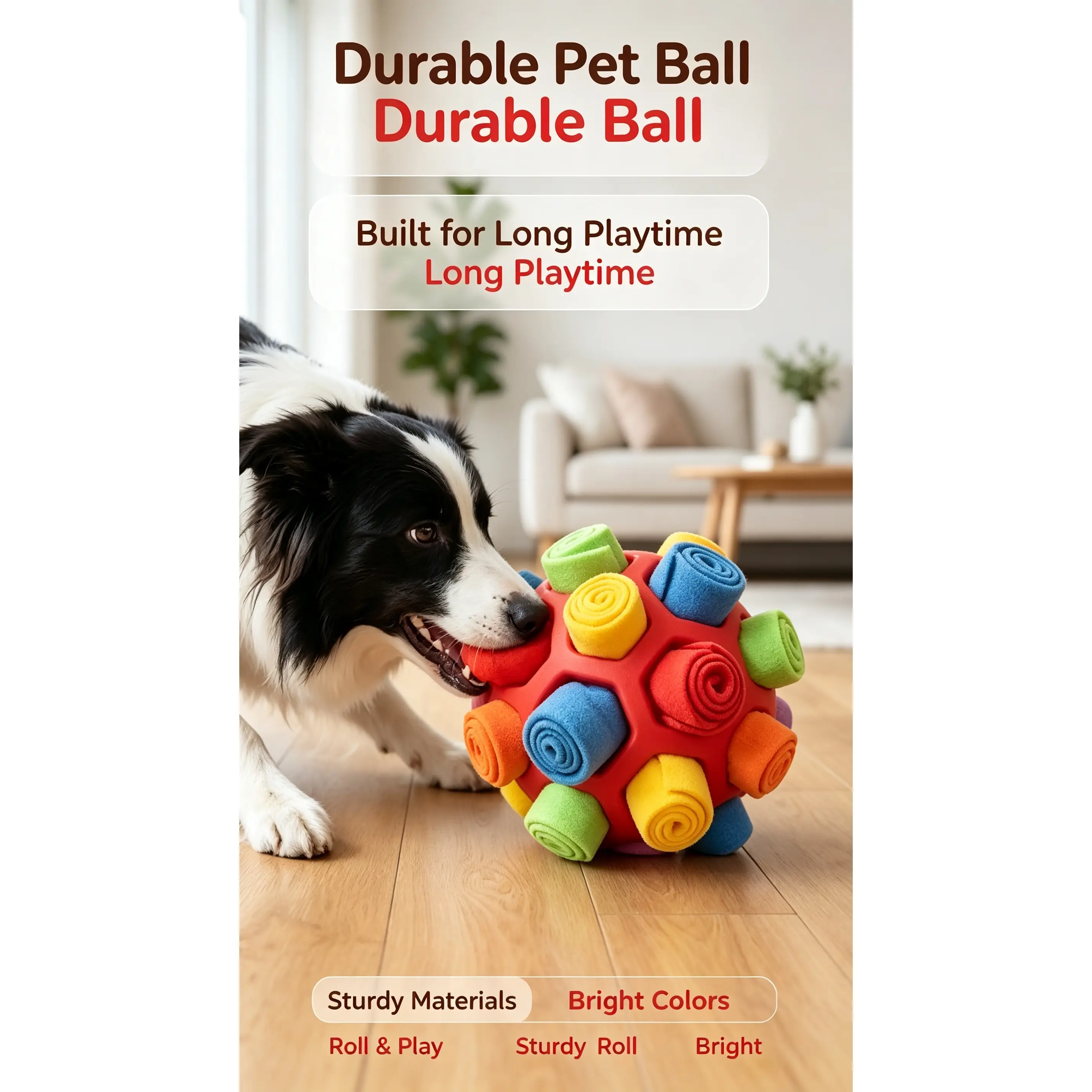 Snuffle Ball Dog Enrichment Toy, Interactive Treat Hiding Puzzle Ball, Removable Colorful Snuffle Mats, Slow Feeding Foraging Toy for Small Medium Large Dogs