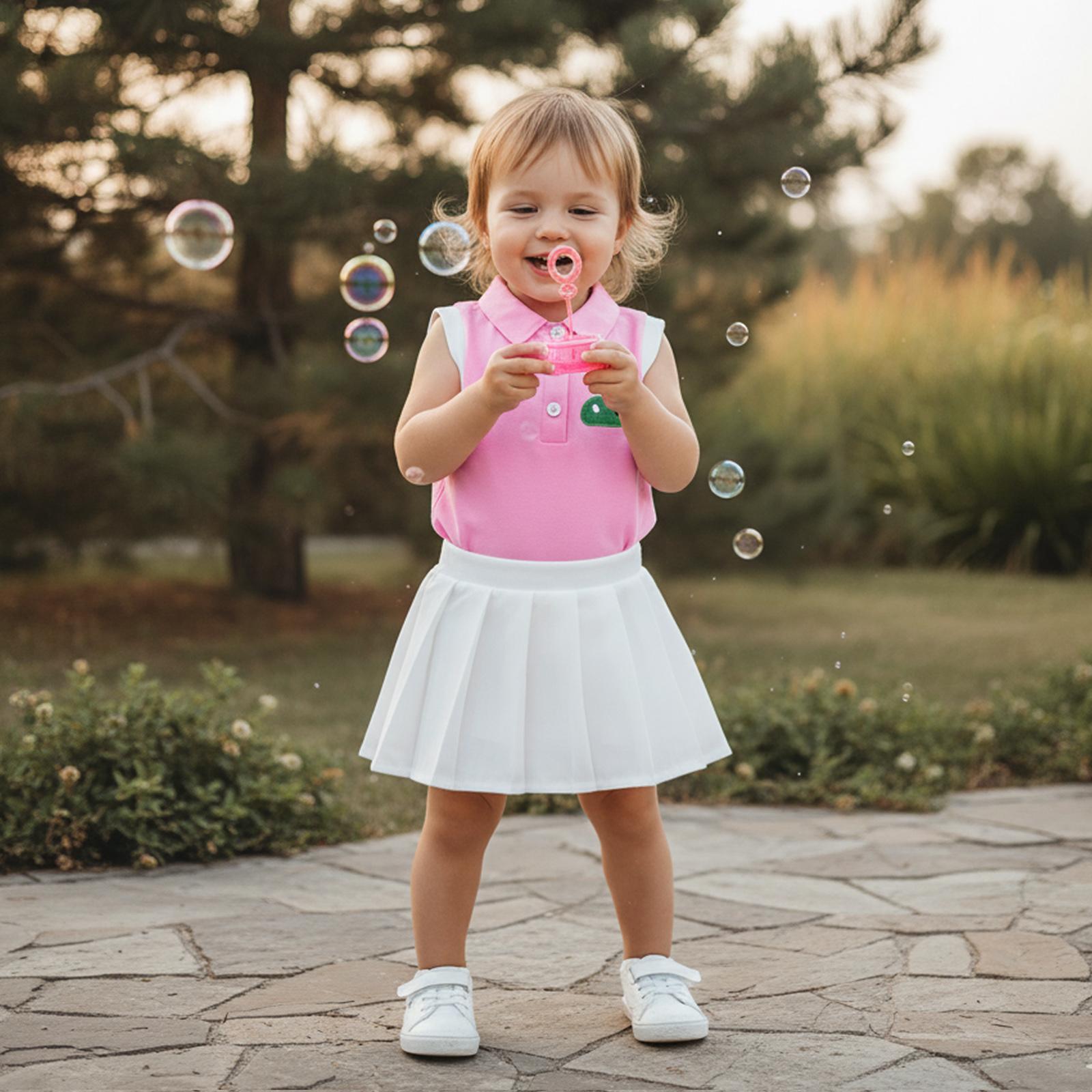 Toddler Baby girl Golf Outfit Sleeveless Collared Golfing Theme Embroidery Tank Top Pleated Skirts Set Summer Clothes