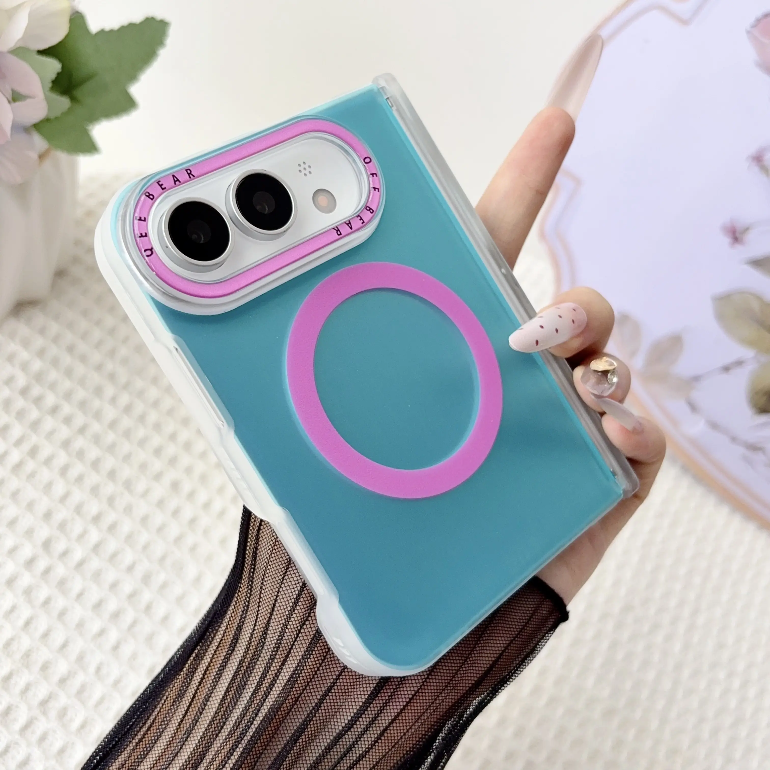 Magnetic Contrasting Folding Cellphone Case for iPhone 18 Duo, Shockproof Drop-Protection Casing, MagSafe-Compatible Cover