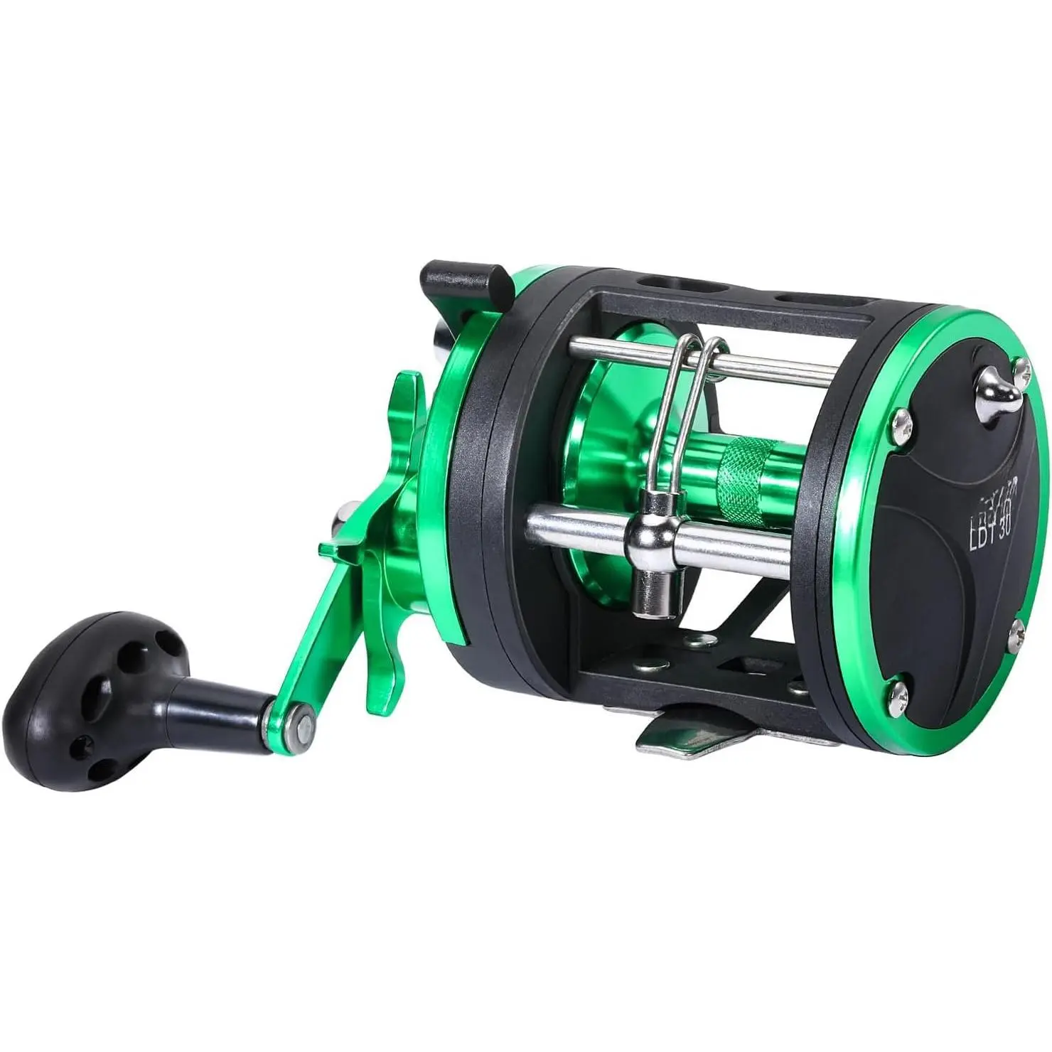 Round Baitcasting Fishing Reel –CNC Machined   Catfish Reel with 25LB Max Drag,  Trolling Reel with Level Wind &  Braking System for Musky Bass Pike