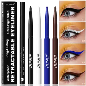 DUNUF retractable eyeliner, waterproof and long-lasting with super rich color, smooth application in four shades, perfect for everyday use and parties