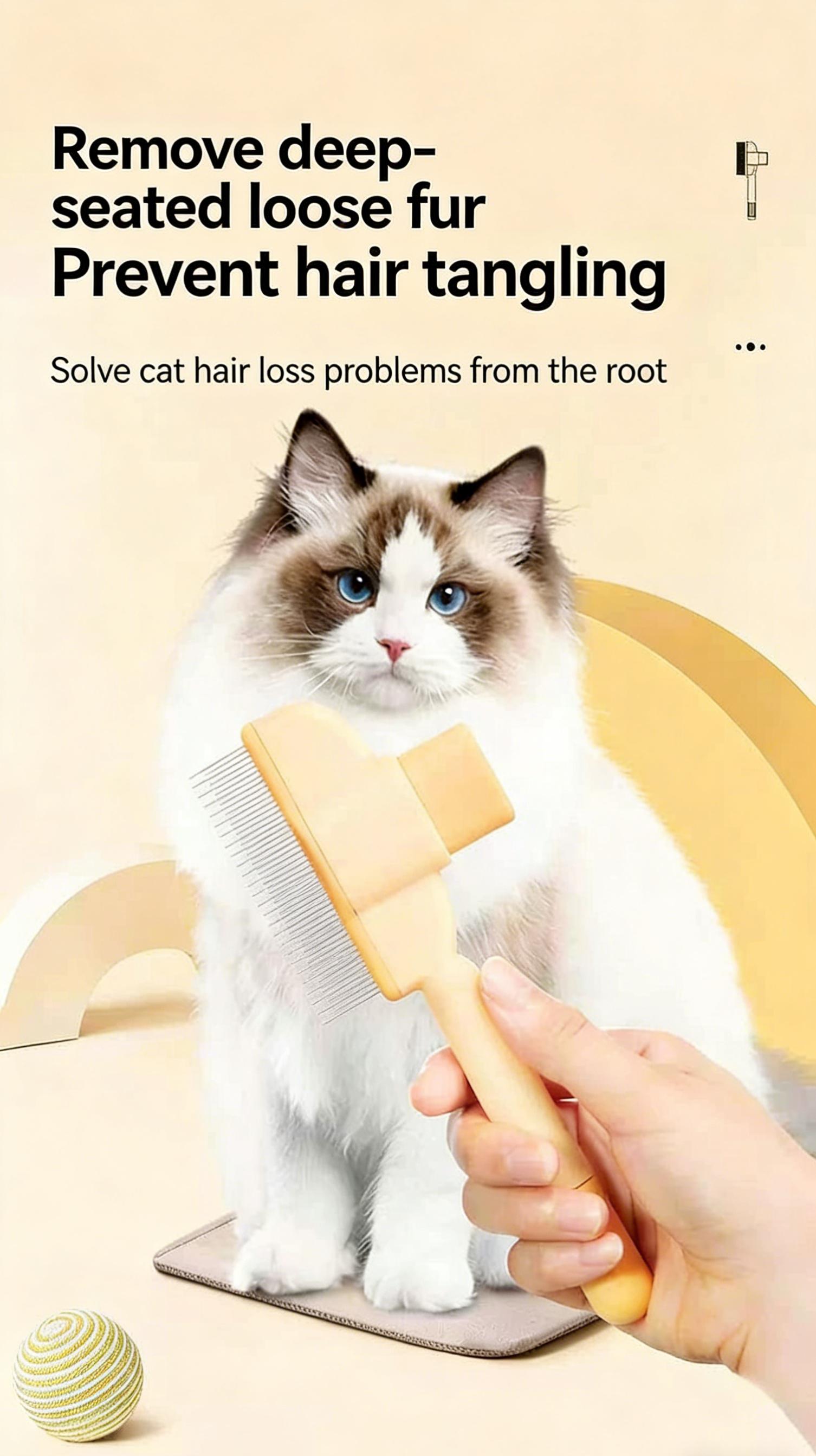 3-in-1 Pet Grooming Kit for Dogs & Cats, Detangling Comb, Flea Comb & Nail Clippers, Ideal for Long Haired Pets to Remove Loose Fur & Mats