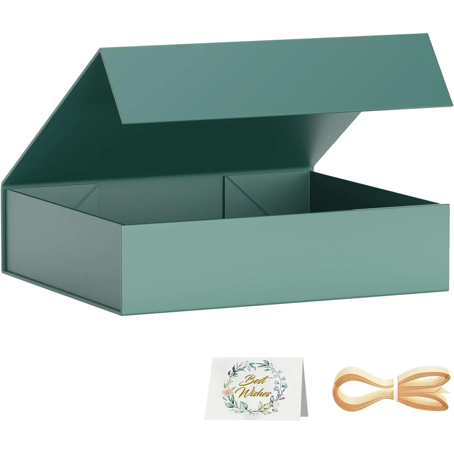 Box 11.5x7.8x3 In, Green  Boxes with  for Presents | Collapsible   Box for Shirts, Clothes, Clothing, Bridesmaid, Christmas, Birthday, Wedding, Contains Ribbon, Card
