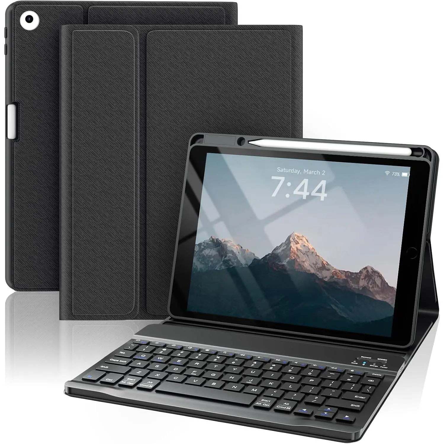 for iPad 6/5th Generation Case with Keyboard 9.7 Inch 2018/2017 iPad Air 2/1, Detachable   iPad Keyboard Case with Folio  Cover (Black)