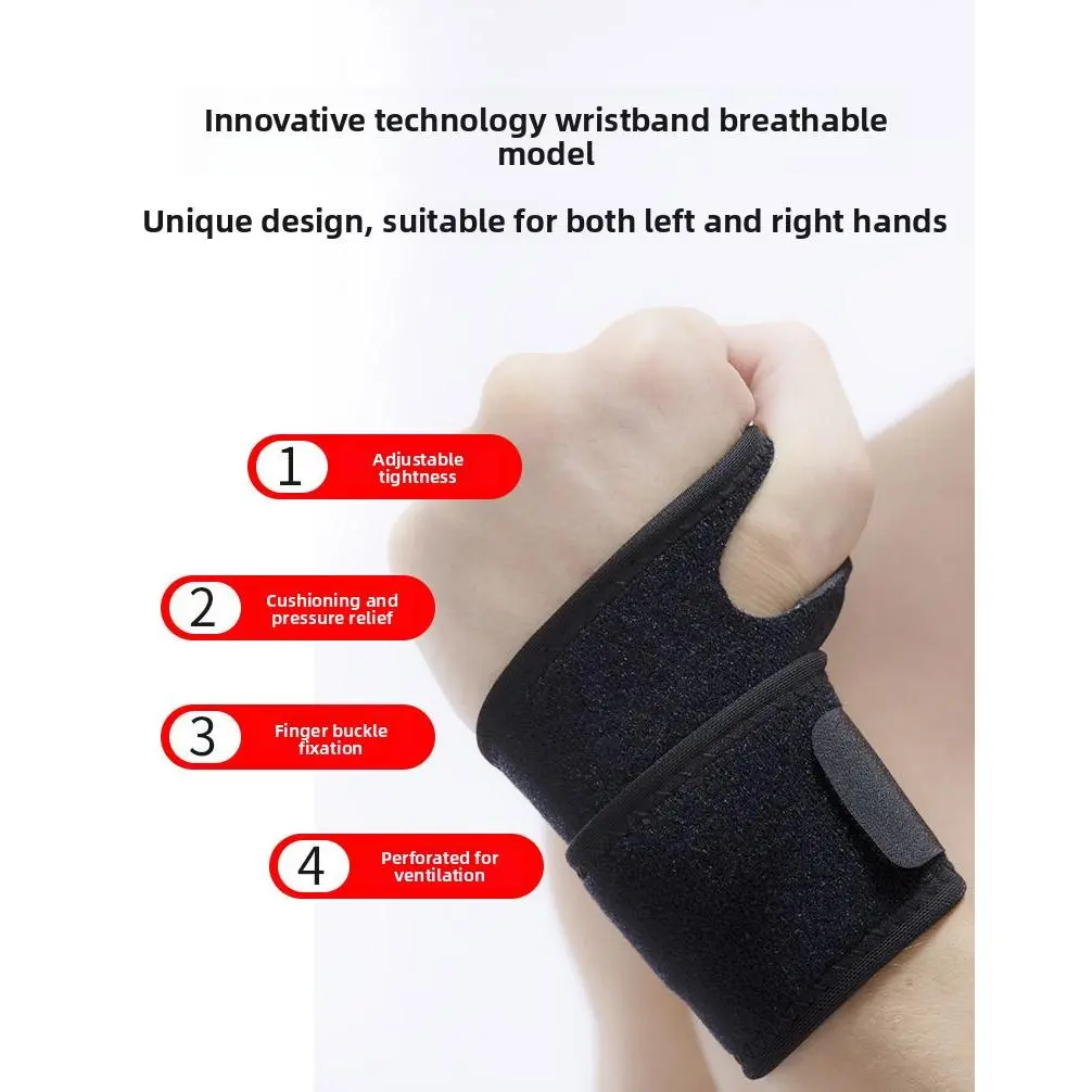 Sports Fitness Wrist Wrap with Adjustable Strap, 1-Size-Fit-All, Perforated Holes, Shock Cushioning, Easy Cleaning for Badminton, One-Size-Fit-All
