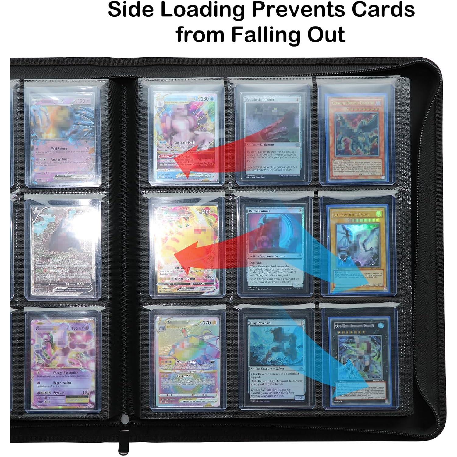 Toploader Binder, Holds 252 Toploaders 9-Pocket Top Loader Card Storage Case, Ringless Double-Sided Pockets for Cards in 3 x 4'' Toploaders