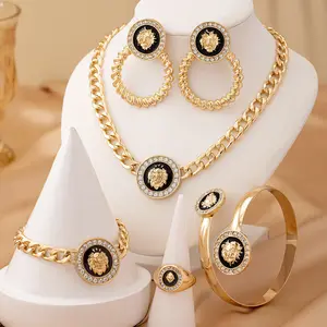Women's Creative Lion Head Jewelry Set - Ring, Bracelet, Earrings, Necklace for Banquet Parties (Sports & Outdoor Camping & Hiking Hammocks Industry Compliant)