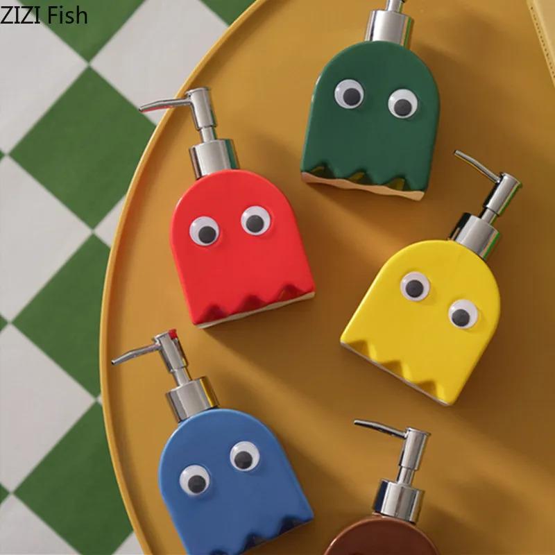 Cute Cartoon Ghost Soap Dispenser Modern Creative Ceramic Hand Sanitizer Bottle Lotion Bottle Hotel Home Bathroom Accessories