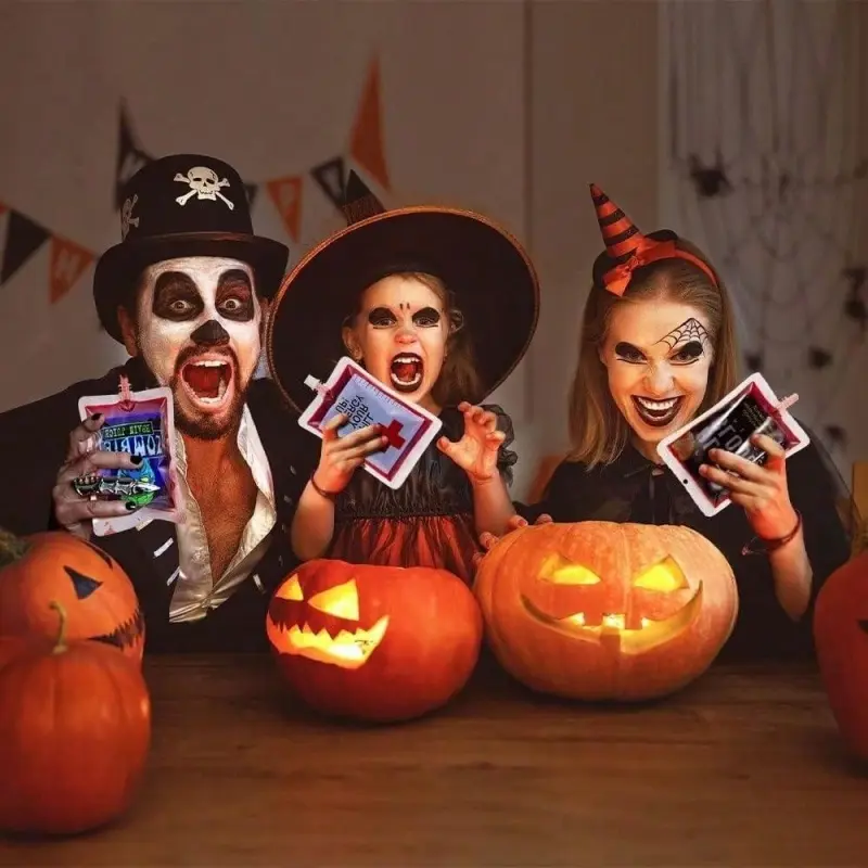 21-pack Halloween Blood Drink Bags, Reusable Blood Cup Containers With Funnels, Reusable Drink Containers For 'blood' Drinks At Themed Parties