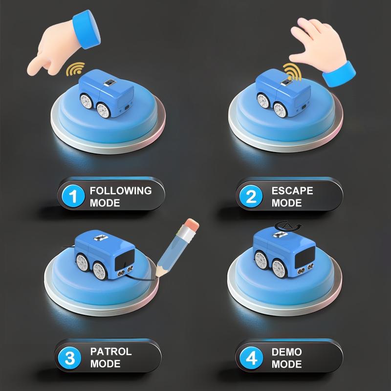 Multi-functional Smart Mini Bus, with Following & Obstacle Avoidance, Expression Light Effects, Educational Interactive Toy Car for Kids, Perfect for Birthday & Christmas Presents (2*AAA Batteries for Remote Control Not Included)