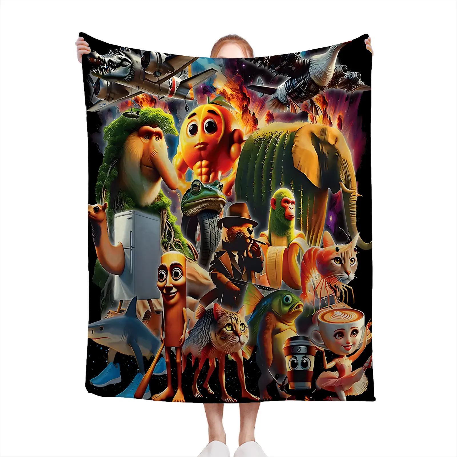 Soft Cozy Throw Blanket Polyester Funny Cartoon Animal Pattern Digital Print Living Room Bedroom Gift For Kids Adults2607230274