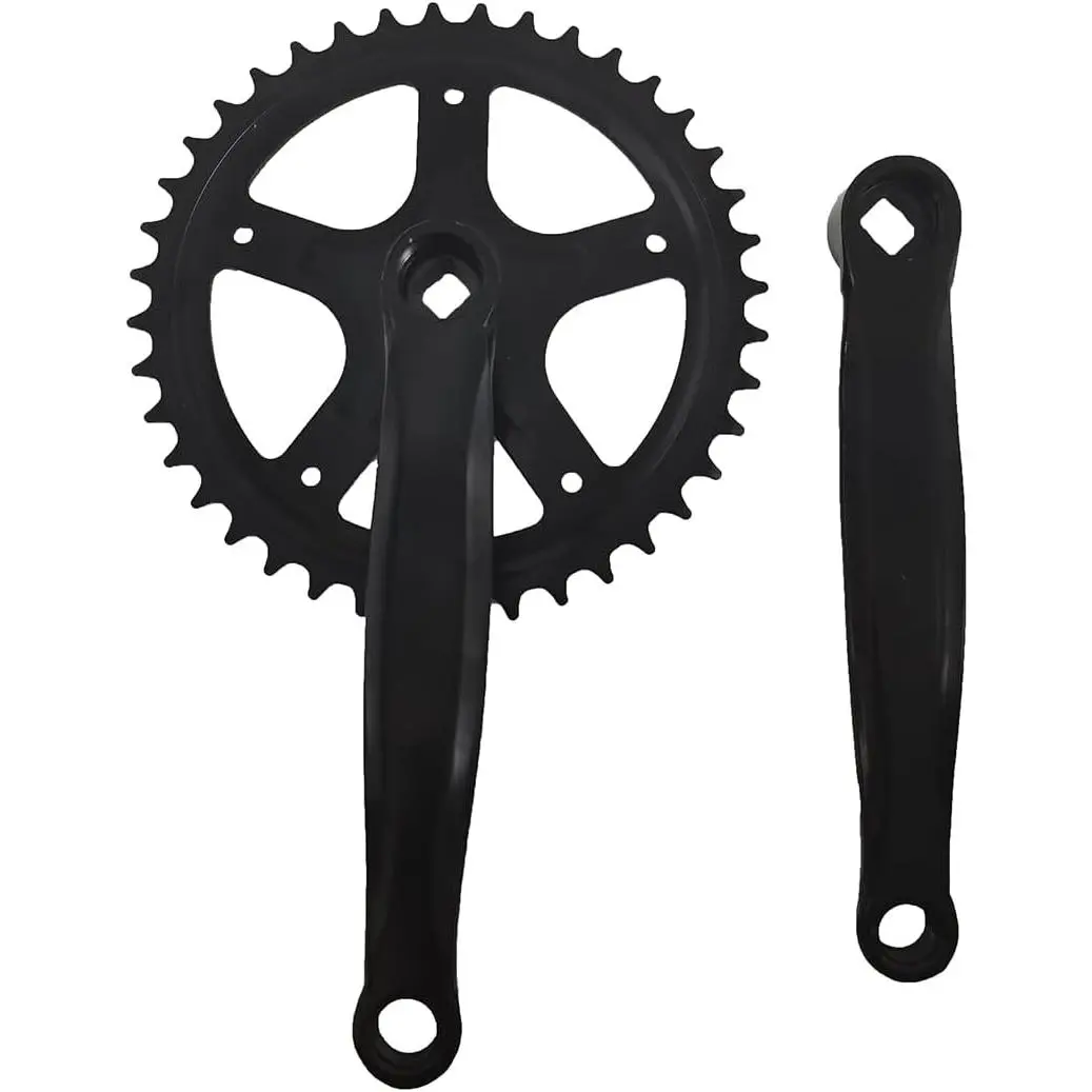 170mm Crankarm Single Speed Crankset for Mountain Road  Fixed Gear  Folding (Square Taper, Black, Sprocket) (40T Single Speed Crankset-Black)