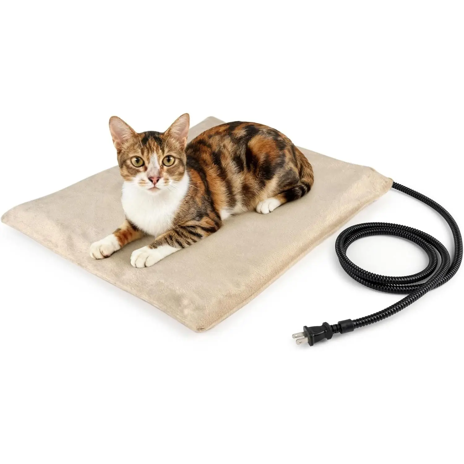 Pet Heating Pad for Dogs and Cats, Heated Cat Bed with Steel-Wrapped Cord and Soft Fleece Cover, 17.7 x 15.7 Inches, 30 Watts