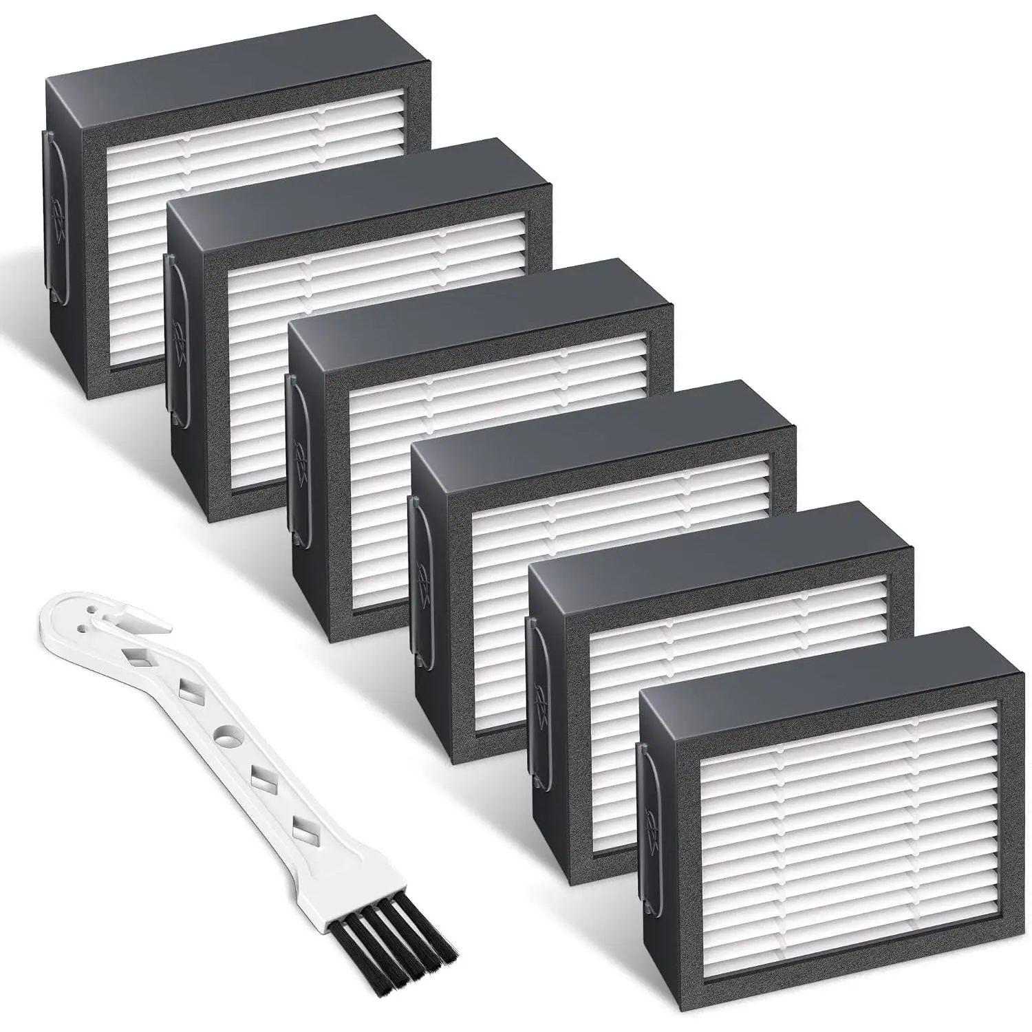 Filters  for i-Robot  E I & J Series i1+ i3 i3+ i4 i5/plus i6 i6+ i7 i7+/plus i8 i8+ E5 E6 E7 Vacuum Cleaner  4639161,6 Pack  Filters+1 Cleaning Brush