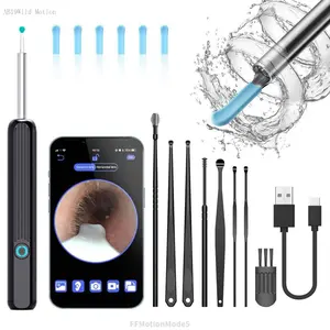 Ear Wax Removal, Ear Cleaner with Camera and Light, Ear Wax Removal Kit with HD 1296P Otoscope, Ear Cleaning Tool with 8 Ear Spoon, Ear Camera for iPhone & Android PhonesFFMotionModeAB19Wild Motion