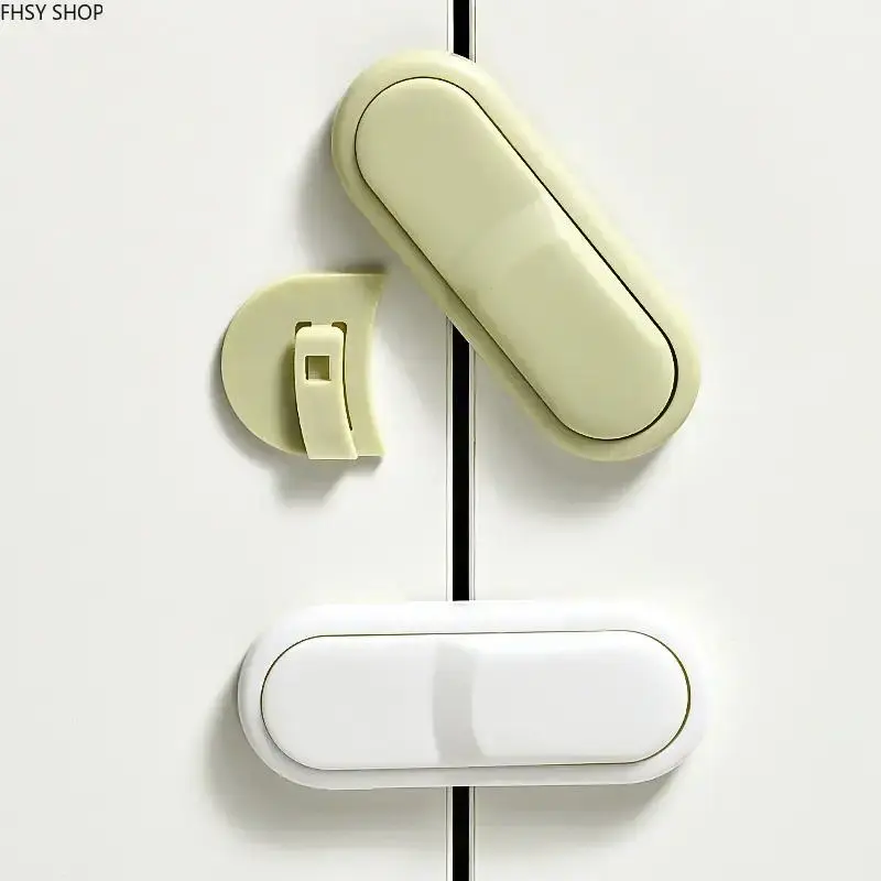 4-Pack Synthetic Finger-Safe Baby Safety Lock Set, Universal-Size Childproof Refrigerator-Cabinet Door Latch with Strong Adhesive, No Tools Needed, Simple Look, Easy Installation for Parent Peace of Mind