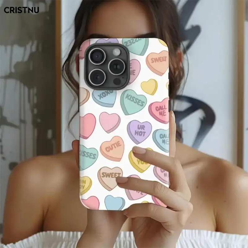 Magnetic Case Valentine's Day candy heart phone case, lovely and soft atmosphere, gave her a gift of two-in-one phone case, using durable, shock-absorbing and fashionable design. Compatible with Iphone 11, 12, 13, 14, 15 and 16 Pro Max and Pro Plus
