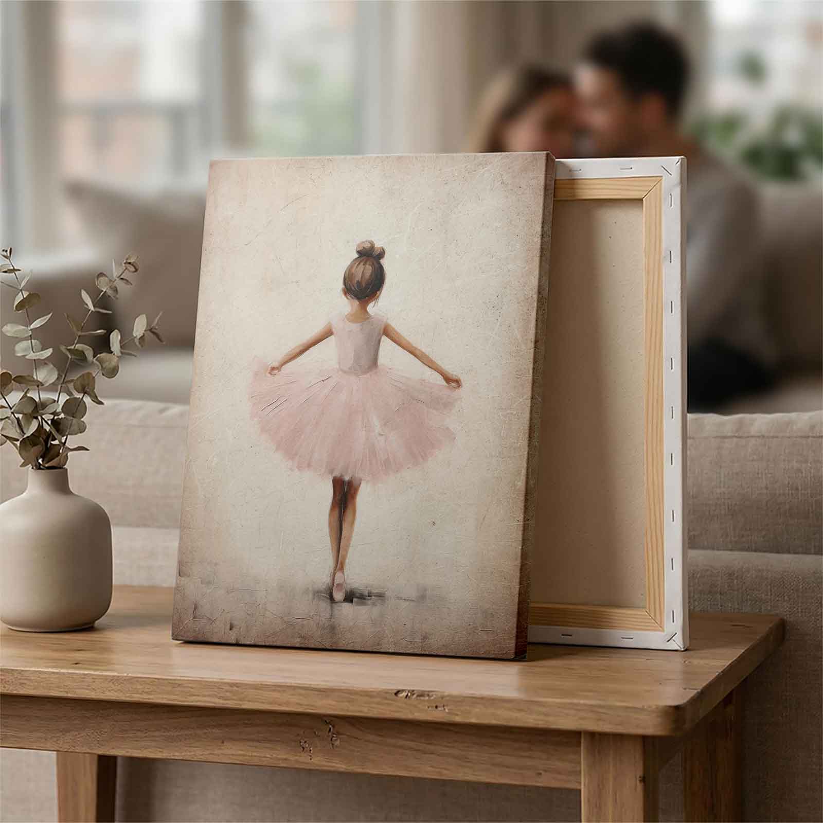 Vintage Little Ballerina in Pink Tutu Oil Painting Canvas Wall Art, Cute Ballet Dancer Print, Aesthetic Nursery/Girls Room Decor, Elegant Dance Studio Poster, Unique Gift for Ballerina Lovers