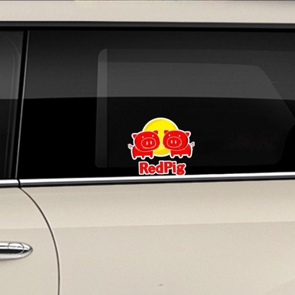 Red Pig Funny Car Sticker  Waterproof Decal for Electric Motorcycle Bike Helmet DIY Decor