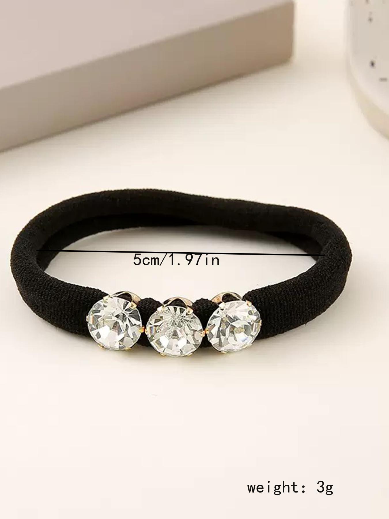 Rhinestone Decorated Hair Tie, High Elasticity Hair Tie, Fashion Hair Accessories for Women & Girls, Minimalist Headwear Suitable for Thick Hair, Elastic Hair Accessory