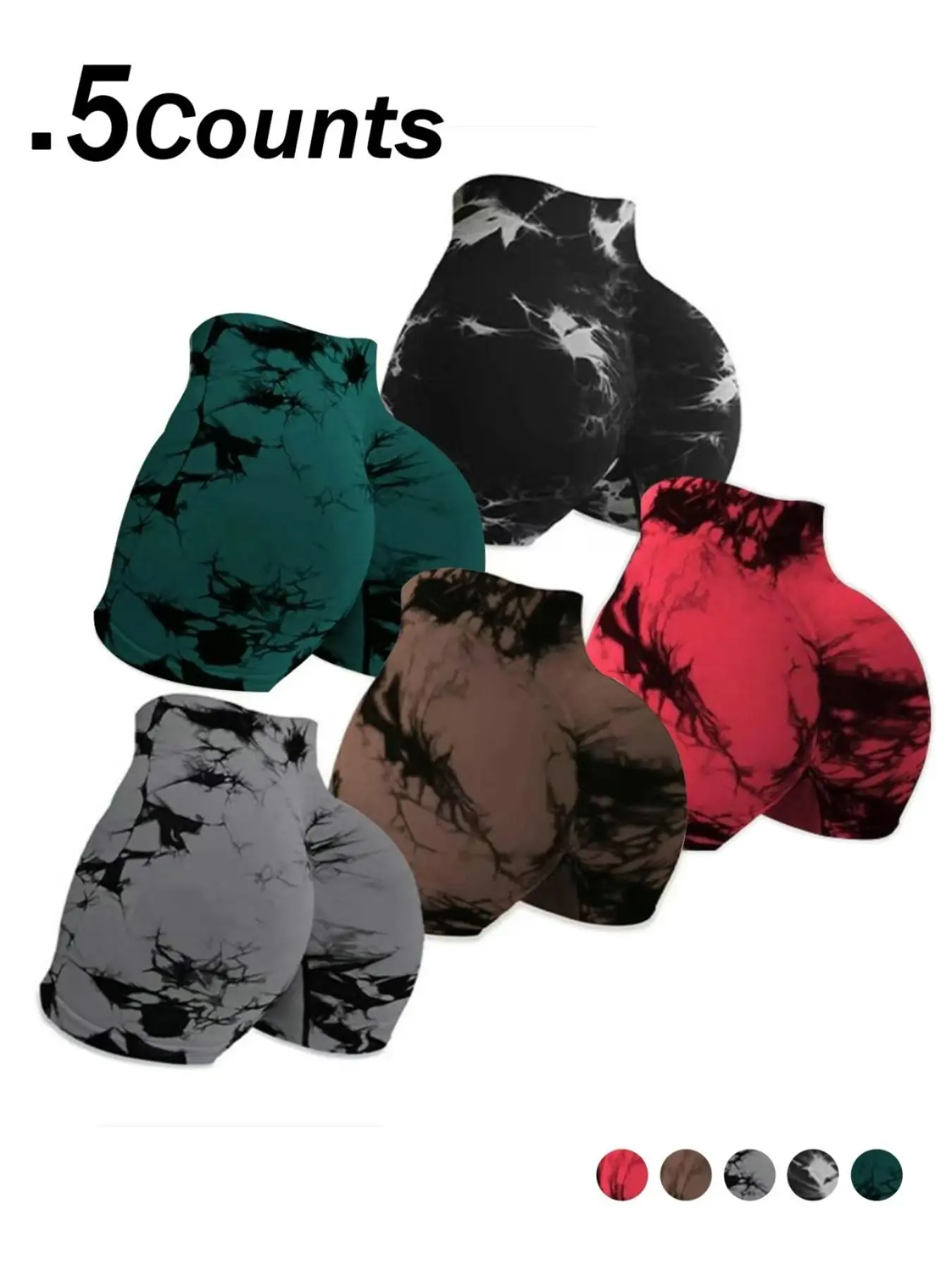 Women's Tie Dye Print Ruched Design Gym Shorts, Breathable Comfortable High Waist Skinny Shorts, Ladies Sportswear for Gym Workout Running