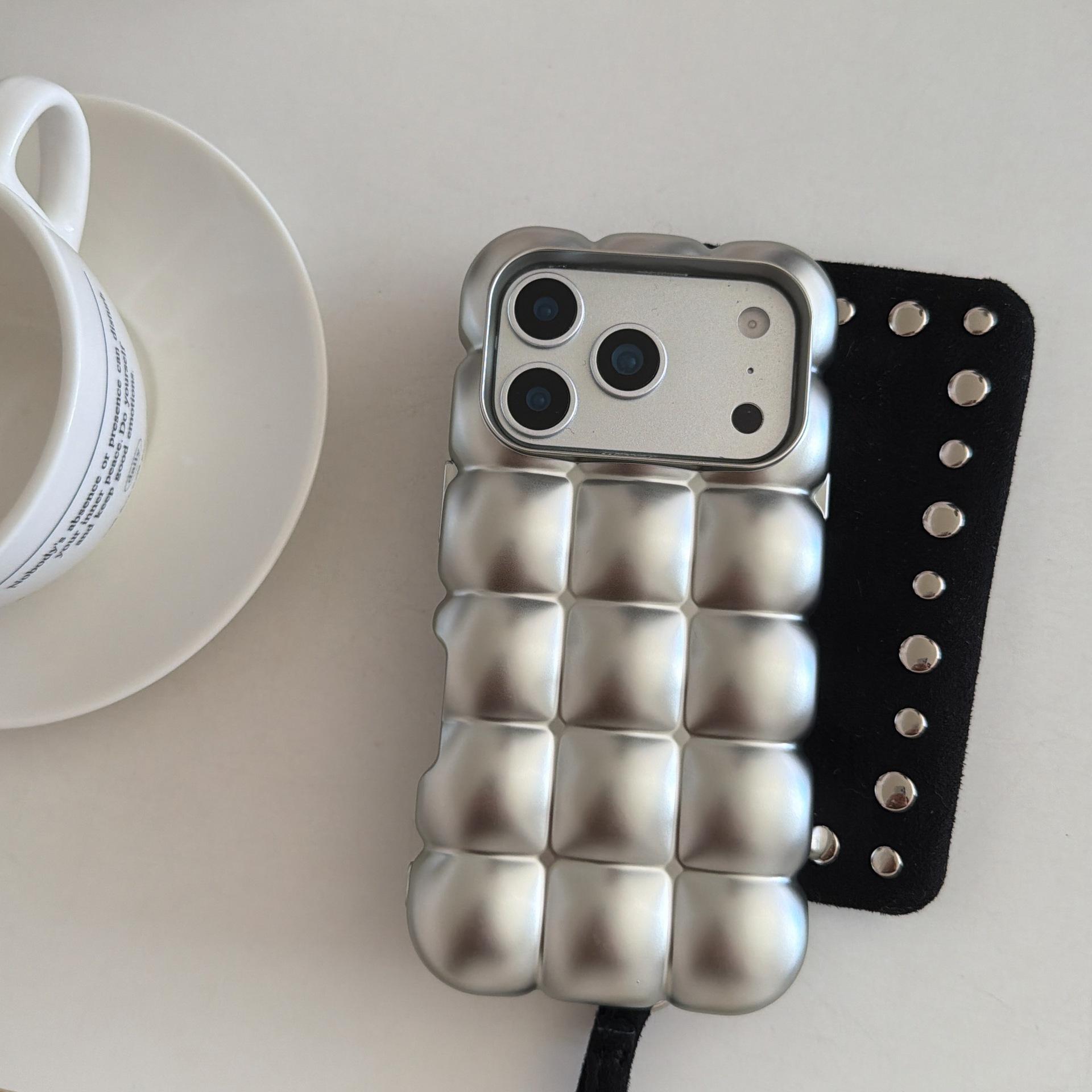 Minimalist Plated Solid Color Bubble Case for iPhone 17 Pro Max 16 15 14