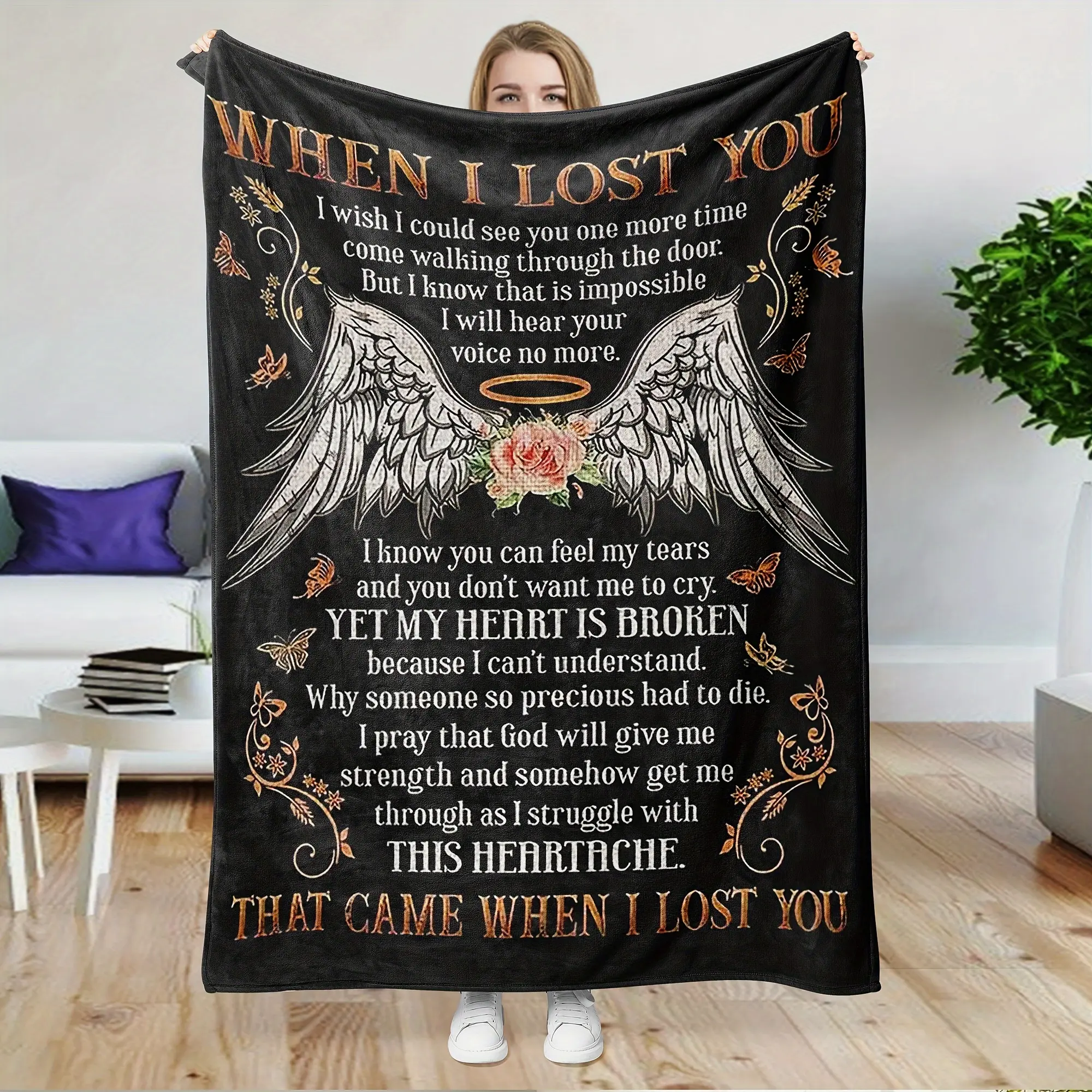 Soft Breathable All-Seasons Flannel Blanket - Funeral Commemorative Gift for Fathers, Loved Ones