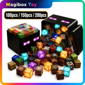 200pcs/100pcs/150pcs Magnetic Building Blocks Set, Stem Montessori Creative Toy, 3D Light-Up Puzzle Kit, Birthday Gift for Kids Ages 3-8, Building Block Sets