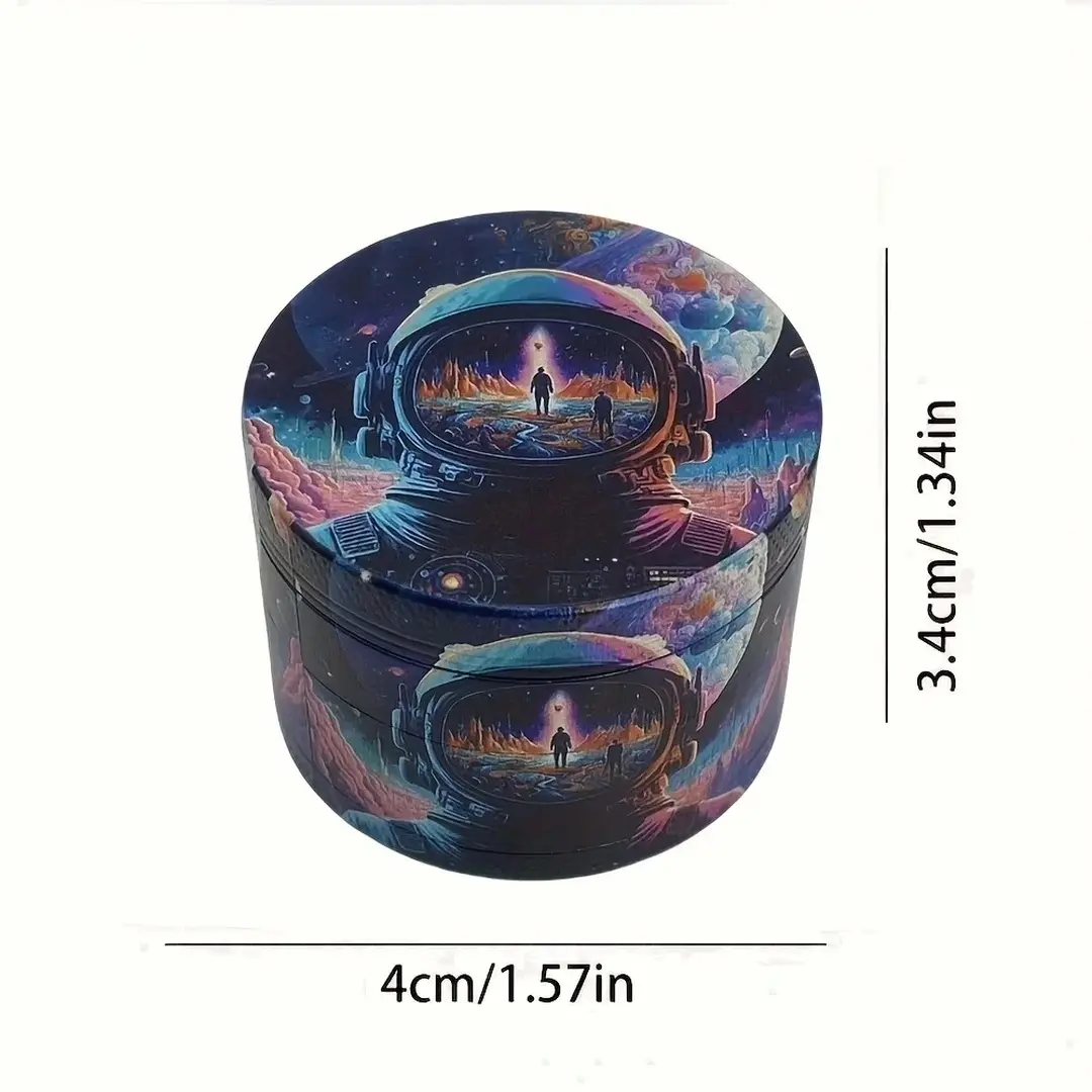 1.57 inch 40mm Astronaut Pattern B Metal Manual Spice Mill Four Layer Salt Pepper Grinder Zinc Alloy Kitchen Seasoning Tool Kitchen Gadgets Gift