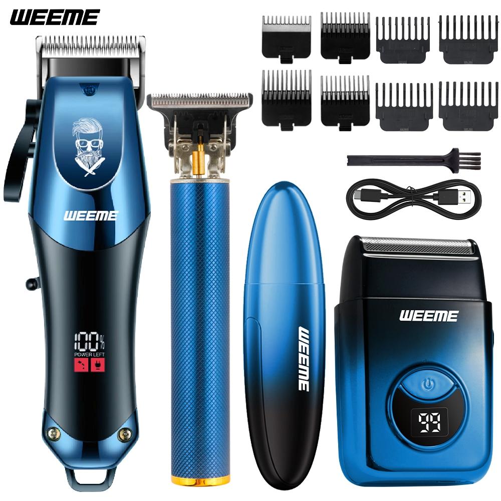 Weeme 4pcs Electric Shaver Set for Men, Multifunctional Hair Shaver, Home Use Trimmer Kit, USB Rechargeable, T-Head Razor, Nose Hair Clipper, Holiday Gift Idea