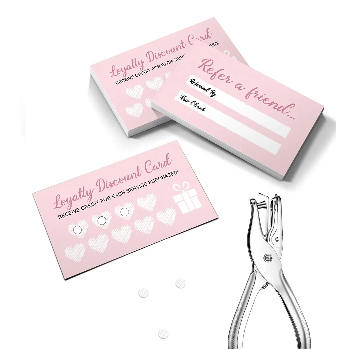 50/100 Dual-Sided Referral Loyalty Discount Cards, Multi-Functional Customer Rewards Card for Small Businesses, Retail Stores, Cafes, Salons