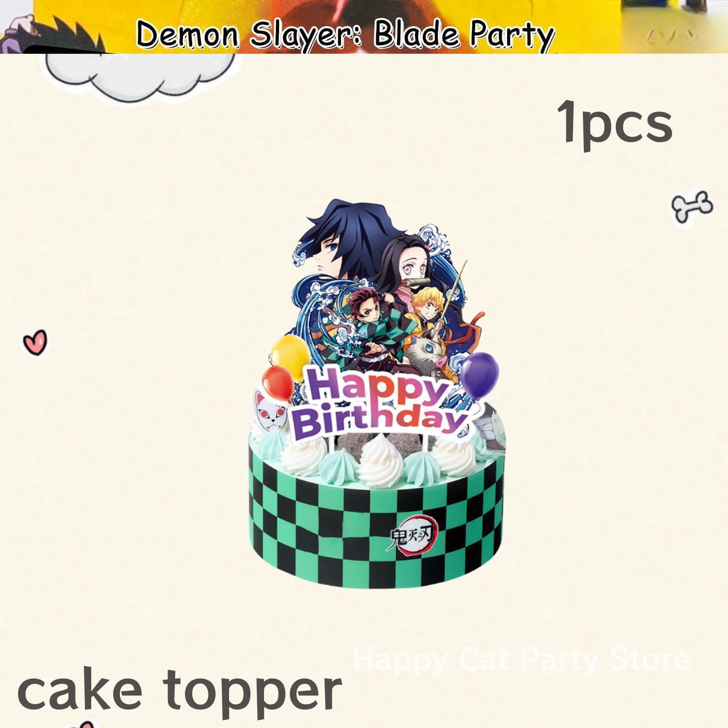 Demon Slayer Birthday Party Decor Kimetsu No Yaiba Tableware Tablecloth Plate Cup Balloon Baby Shower Kids Favors Party Supplies