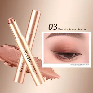 3-in-1 Easy Eyeshadow Stick for Beginners,SmudgeProof in Seconds, One-Stroke Application,Creamy Shimmer Trio Eyeshadow Stick Waterproof Longwear Liquid Eyeliner Color Changing Lip Oil Trio Waterproof Shiny Diamond Eyeshadow