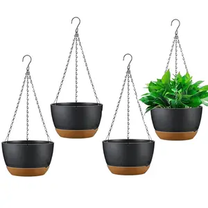 Indoor Outdoor Hanging Flower Pots 4Pcs Self-Watering Design with Drainage Holes for Herb Ivy-4699
