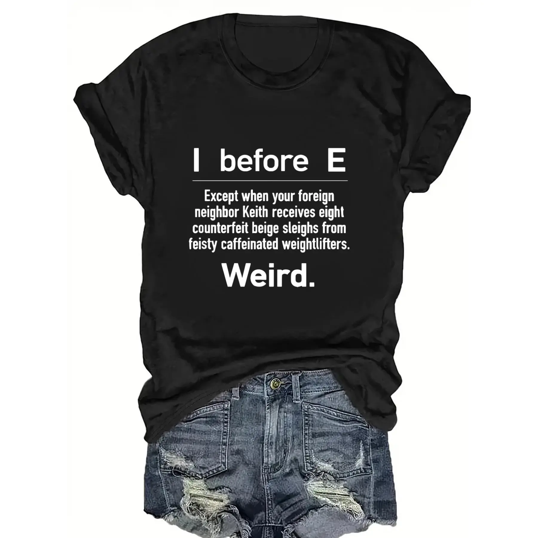 A Trendy Spring And Summer Directional Letter Pattern Printed Women's Fashion T-Shirt - Suitable for Wearing All Year Round
