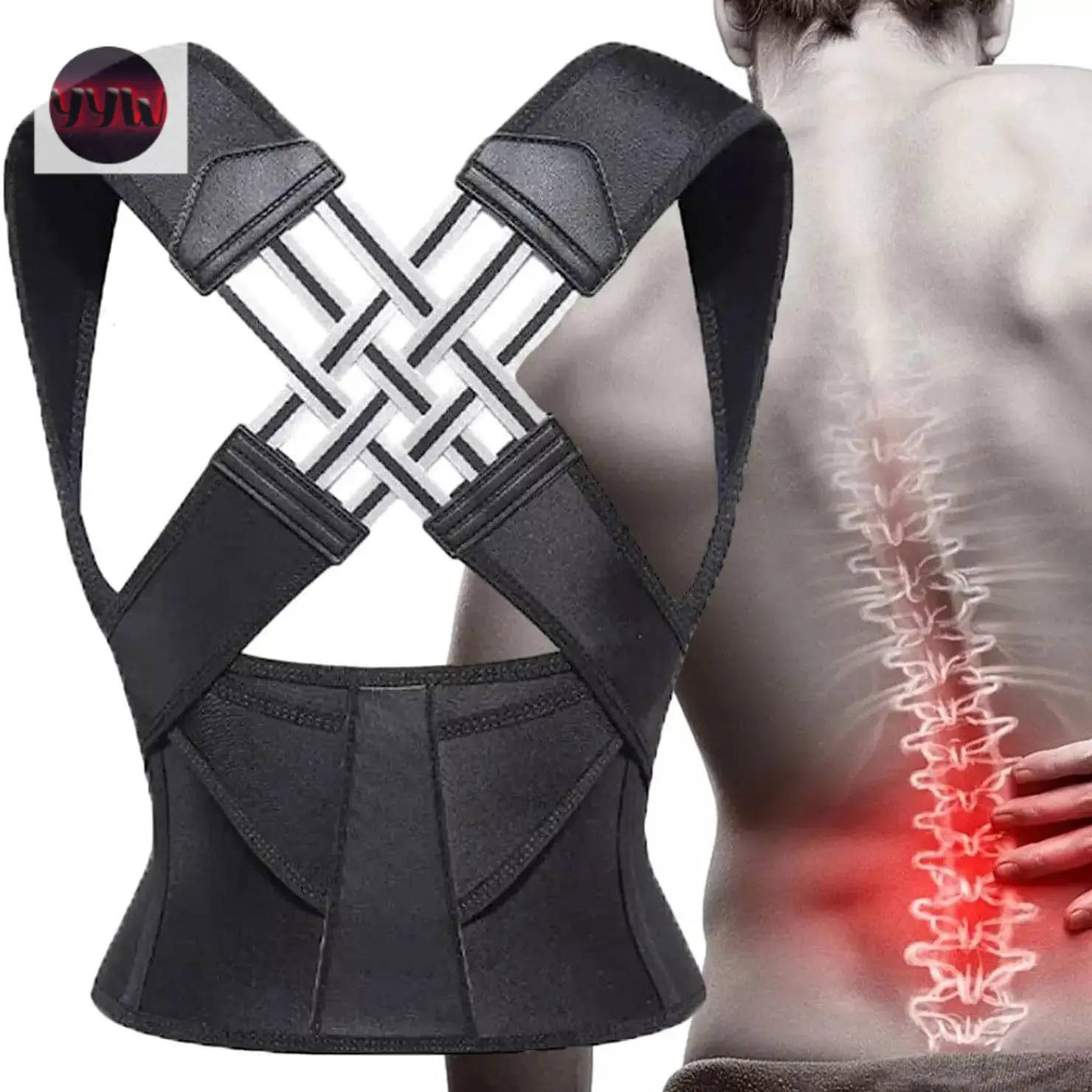 YYW1 Neck Pain Relief Anti Hunchback Brace Adjustable Back Support Posture Corrector Ergonomic Alignment Device Upper Back Pain Relief Sitting Work Home Study Hunchback Prevention