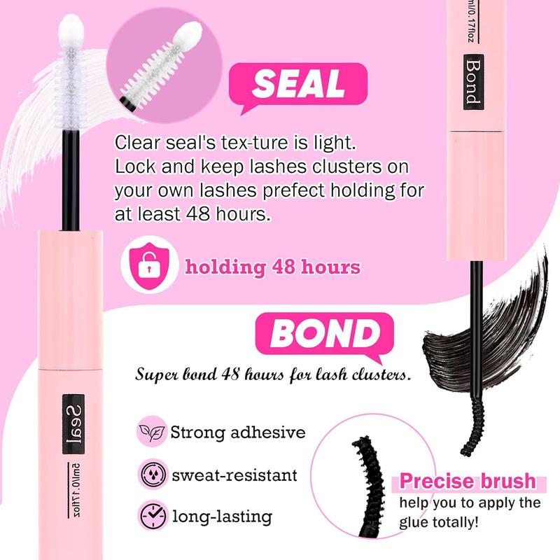 Mixed-Length Individual False Eyelash Kit - Natural-Look Eyelash Extensions with Eyelash Extension Glue, Lash Bond & Seal, Remover, Tweezers, Brush, Headbands and Wristbands - Self-Grafting Curled Eyelashes for Eye Makeup Enhancement #TOP PICKS