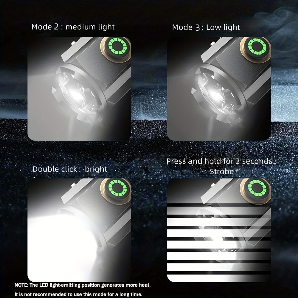 Type-c Rechargeable Outdoor Light, Portable Mini 3 LED Flashlight, Adjustable Modes Clip-on Design Flashlight, Outdoor Lightning Tool for Camping Hiking