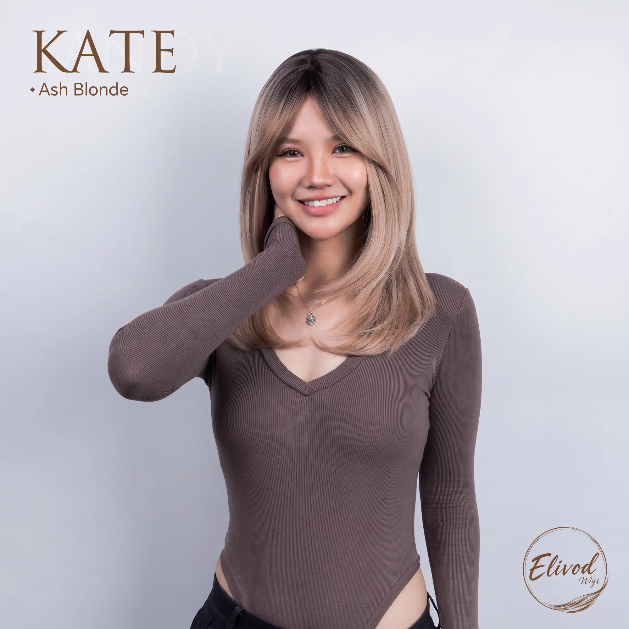 18 KATE Ash Blonde 18 Inches Wolf Cut Glueless Synthetic Wig
