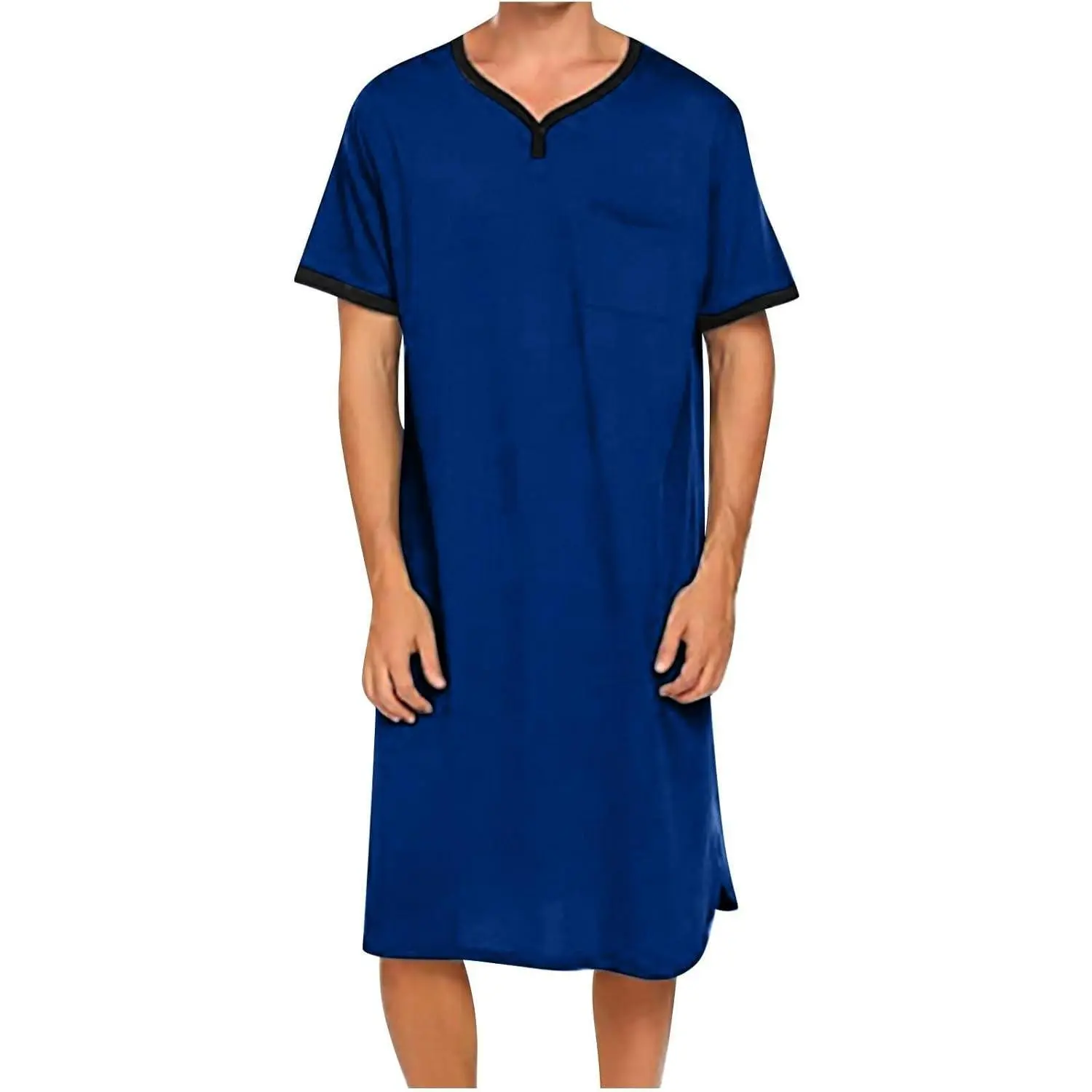 Mens Nightshirt for Sleeping Soft Comfy Sleepwear Nightgown Summer Henley Short Sleeve Sleep Shirt Lounge Nightwear
