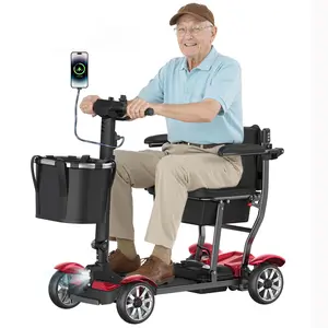 Scooter for Adults, 25Miles 4 Wheel Motorized Mobility Scooter w/Dustproof Cover, 350LBS Capacity & Lithium Battery, 38LBS Aluminium Electric Powered Mobility for Outdoor, Silver