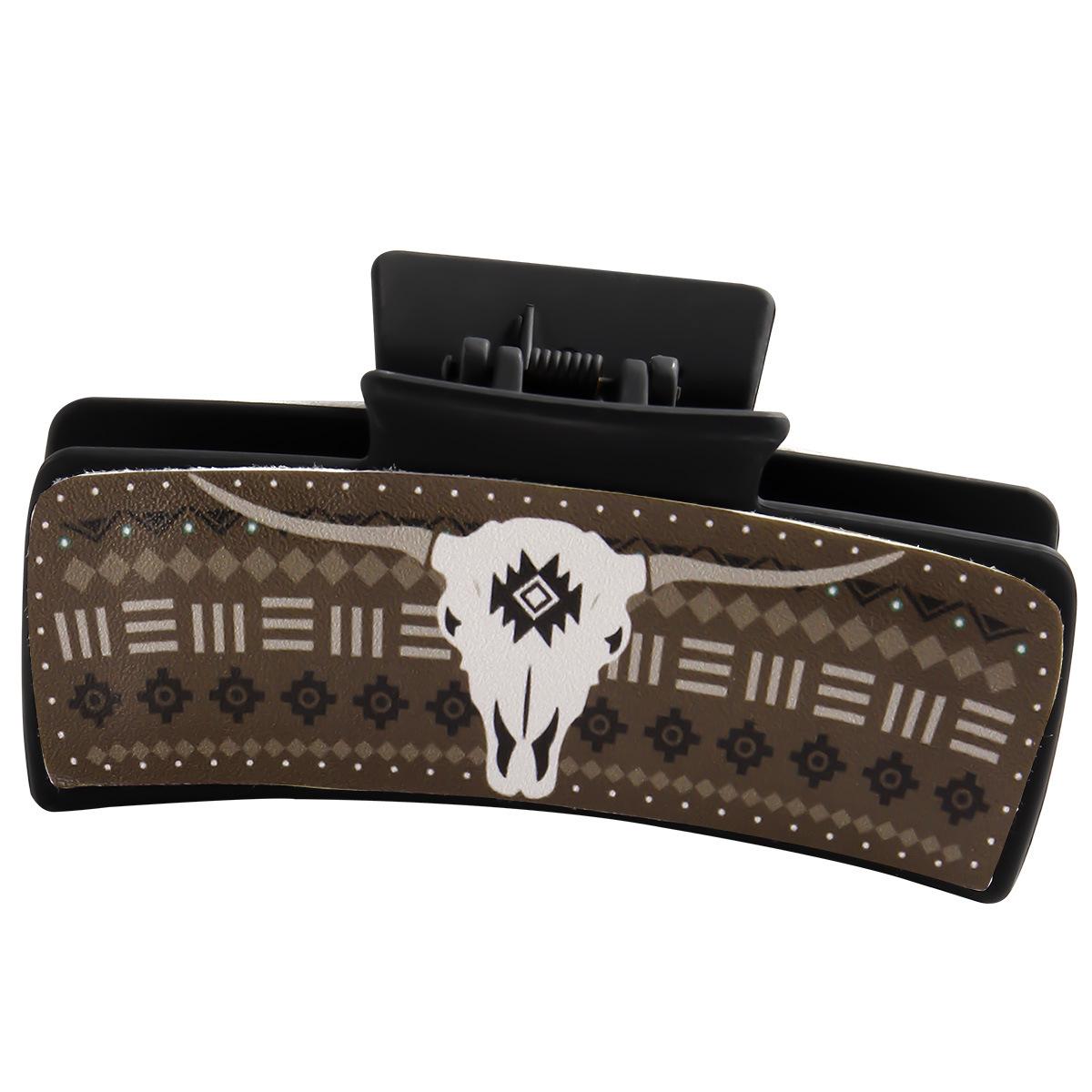 Multicolor Bull Head Square Hair Clip Style Leather PU Simple Versatile European and American Shark Clip High Ponytail Claw Clip