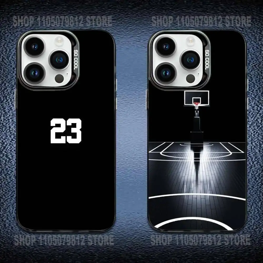 J-Jordan 23 Concept Art Character-Based Customized Casual Matte Cover - Luxury Silver & Black Basketball Phone Case for iPhone 17,16 Pro,16 Max,16 e,15,14 Plus,13,12,12 Pro Max,12 Mini,11