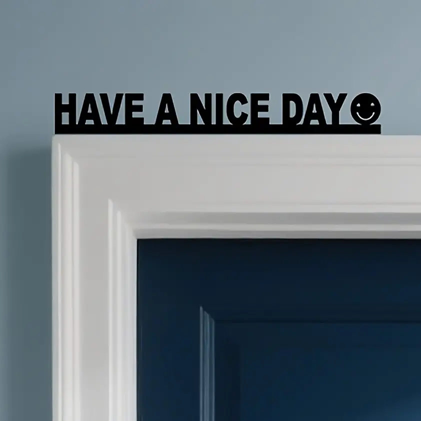 Stylish Wooden "Have a Nice Day" Door Sign, Modern Graphic Wall Art Decor, Adhesive Mount Plaque for Entryway Bedroom Bathroom