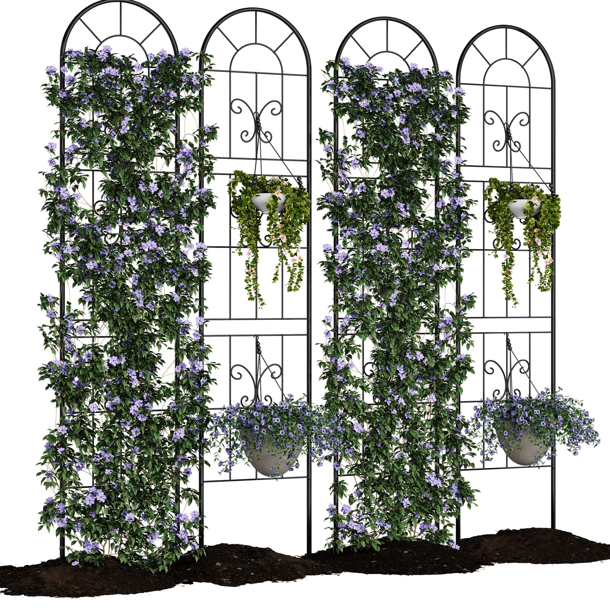 Metal Rustproof Garden Trellis Panels, Narrow Climbing Vine Plant Support Decorative Fence Indoor Outdoor