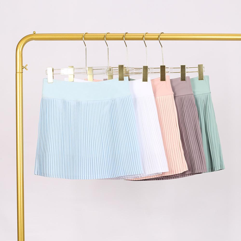 lulu Solid-Color Pleated Skirt with Accordion Pleats, Quick-Dry Fabric, High-Waisted Design, and Pleated Lining