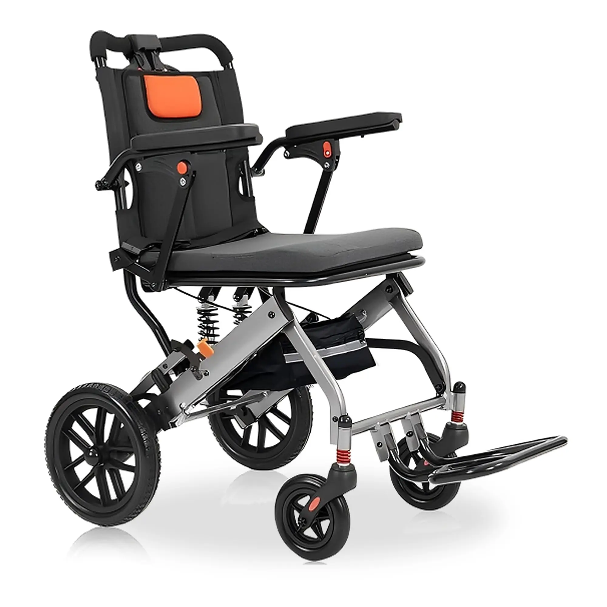 Lightweight Folding Wheelchair, 30lbs Aluminum Travel Chair for Seniors Adults, 250lbs Capacity, Carbon Fiber Look, Swing-Away Footrests, Portable Mobility Aid